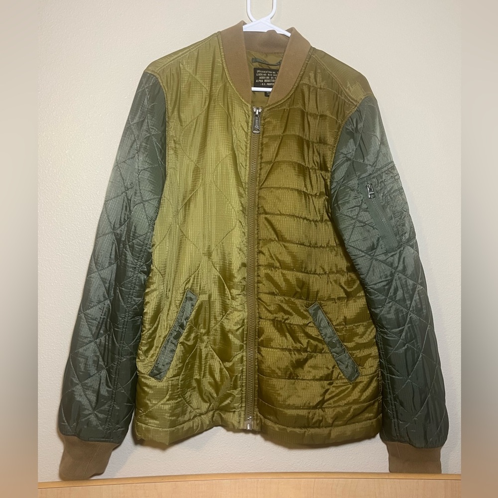 Alpha Industries Green Olive Quilted Utility Field Jacket